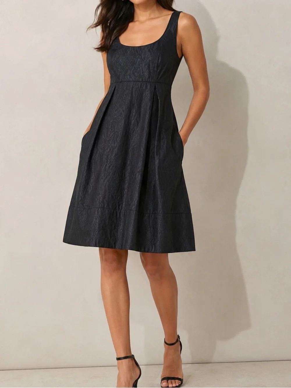 White House Black Market Black Textured Asymmetrical Dress